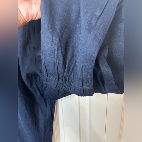 VINCE. Navy Blue Linen Blends Pants Joggers Pleated Front High Rise Waist Ankle - Picture 7 of 12